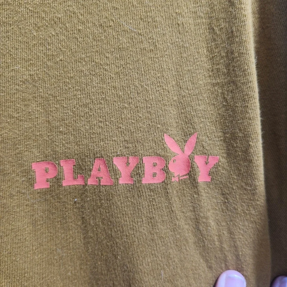 Playboy by PacSun‎ Long Sleeve T Shirt XL Brown Pink Logo Graphic Tee